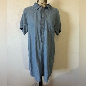 Michael Stars Tencel Linen Blend Shirt Dress in Chambray - Size Large